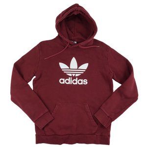 Adidas originals Womens sweatshirt hoodie no size tag fits M Maroon red trefoil